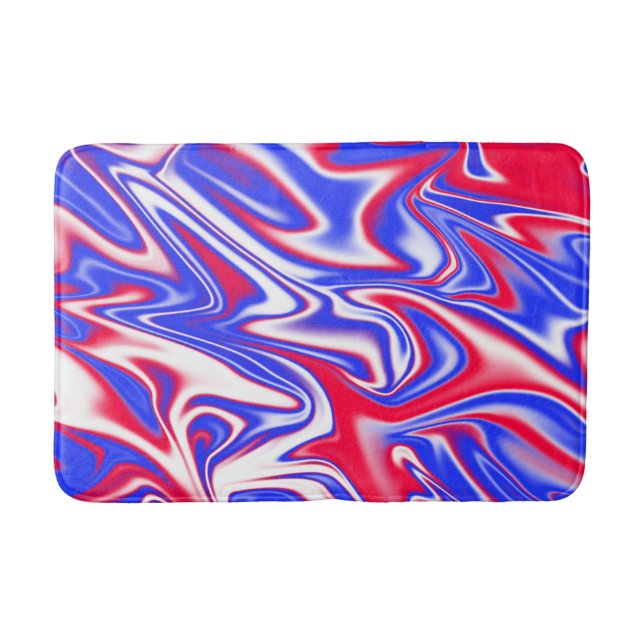 Rött vitt blått Marbleized Mönster Badrumsmatta (Framsidan)