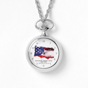 Rött vitt blått militär för *~*USA flaggaveter Armbandsur