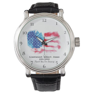 Rött vitt blått militär veteran för *~*US-flag Armbandsur