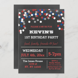 Rött vitt blått minnesdag för Konfetti Inbjudningar