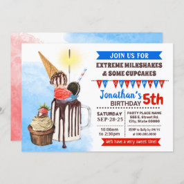 Rött vitt blått mjölkskaka glass inbjudningar