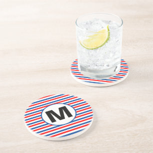 Rött vitt blått monogram Rand Underlägg