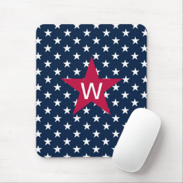 Rött vitt blått Monogram Star Mousepad Musmatta