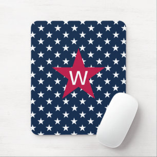 Rött vitt blått Monogram Star Mousepad Musmatta