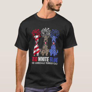 Rött vitt blått och airedale Terrier till Hund 4 a T Shirt