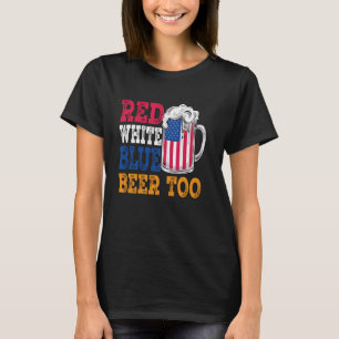 Rött vitt blått och Beer American Flagga Funny Bee T Shirt