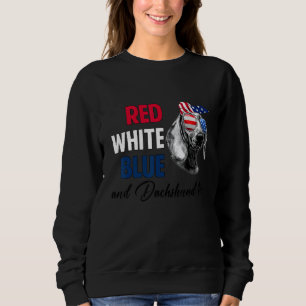 Rött vitt blått och Dachshund för amerikansk Flagg T Shirt
