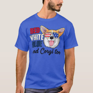 Rött vitt blått och för Rolig hund 4 juli T Shirt