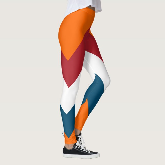 rött vitt blått Orangen Nederländska Flagga Rand M Leggings (Höger)