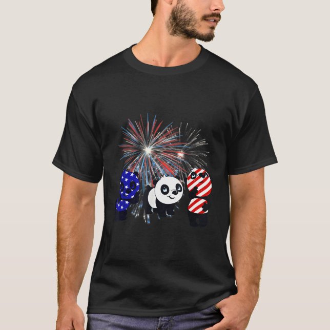 Rött vitt blått Panda Fireworks Patriotic 4th Of J T Shirt (Framsida)