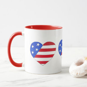 Rött vitt blått Patriotic American Flagga Heart US Mugg
