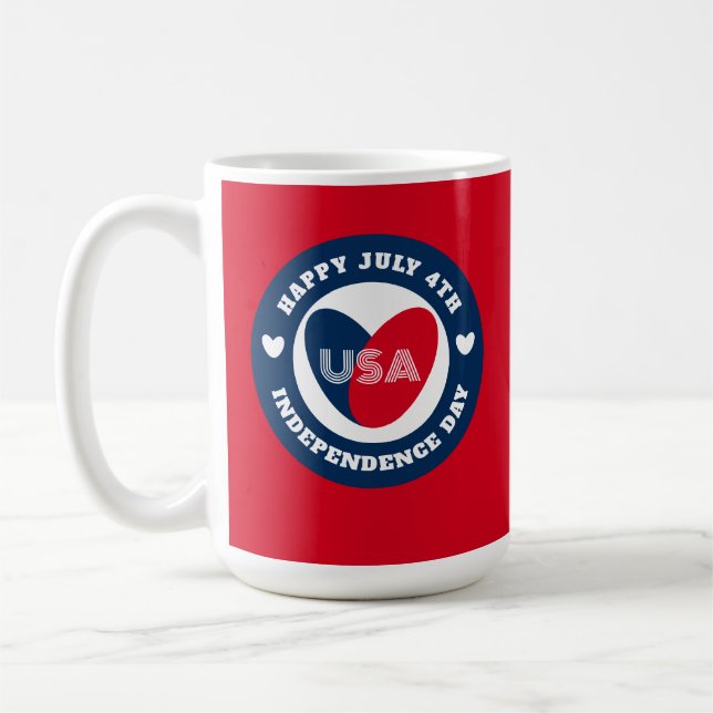 Rött vitt blått Patriotic    den 4 juli Kärlek Kaffemugg (Vänster)