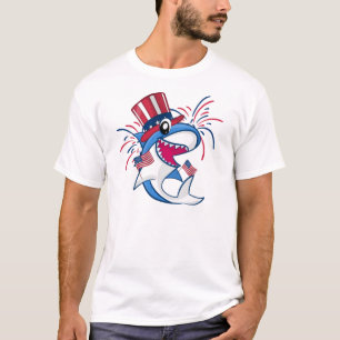 Rött vitt blått patriotisk 4 juli-haj t shirt