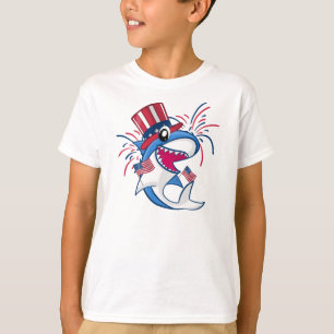 Rött vitt blått patriotisk 4 juli-haj t shirt