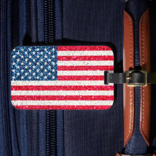 Rött vitt blått patriotisk amerikansk USA flagga P Bagagebricka