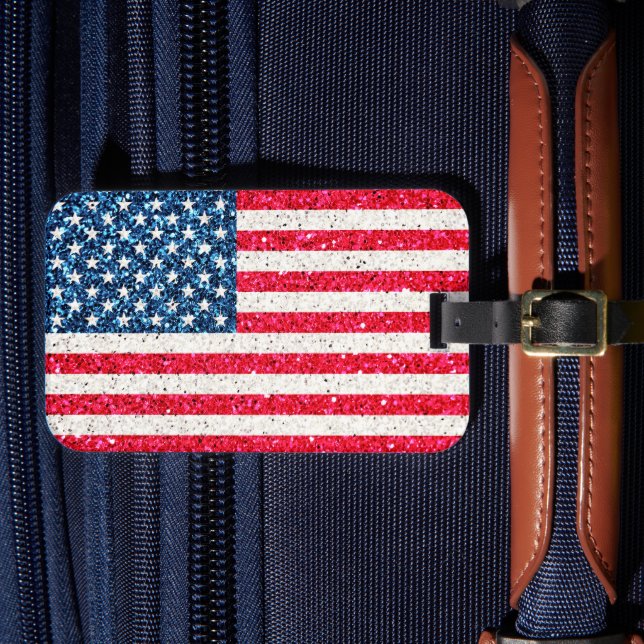 Rött vitt blått patriotisk amerikansk USA flagga P Bagagebricka (Framsida Insitu 4)