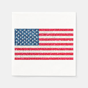 Rött vitt blått patriotisk amerikansk USA flagga P Pappersservett