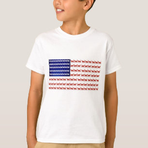 RÖTT VITT BLÅTT patriotisk katt-flagga 4 juli T Shirt