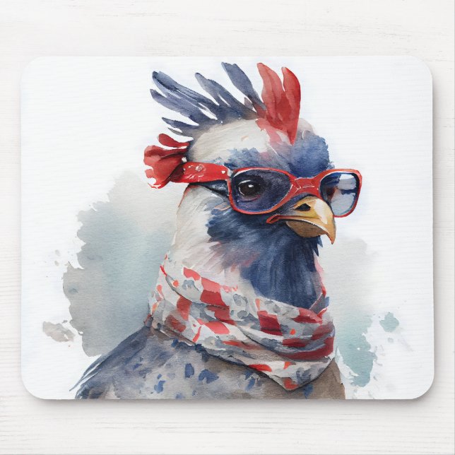 RÖTT VITT BLÅTT PATRIOTISK VATTENFÄRGCHICKEN MUSMATTA (Framsidan)