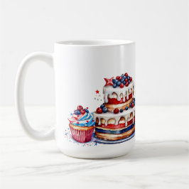 RÖTT VITT BLÅTT PATRIOTISKA KAKER OCH MUFFINSAR KAFFEMUGG
