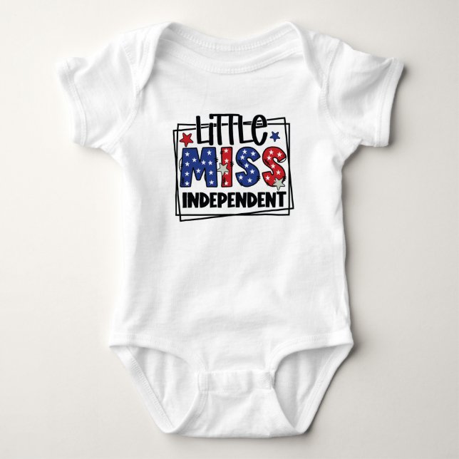 RÖTT VITT BLÅTT PATRIOTISKA LITEN MISS OBEROENDE T SHIRT (Framsida)