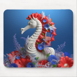 RÖTT VITT BLÅTT PATRIOTISKA SJÖFODER OCH BLOMMOR MUSMATTA