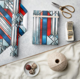 Rött vitt blått patriotiskt lagat glas 4 juli presentpapper