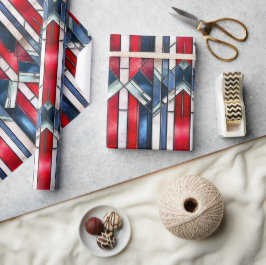 Rött vitt blått patriotiskt lagat glas 4 juli presentpapper