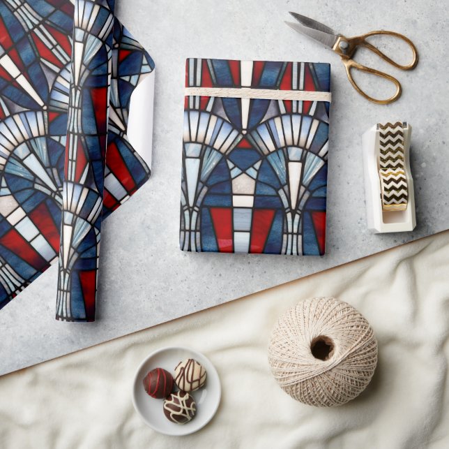 Rött vitt blått patriotiskt lagat glas 4 juli presentpapper (Hantverk)