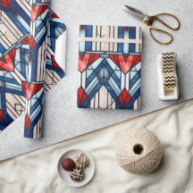 Rött vitt blått patriotiskt lagat glas 4 juli