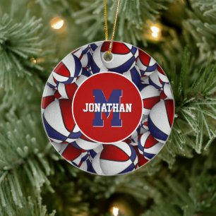 rött vitt blått personlig julgransprydnad keramik