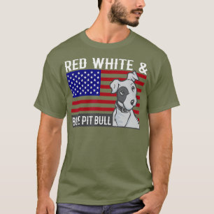 Rött vitt blått Pitbull American Flagga Pittie Hun T Shirt