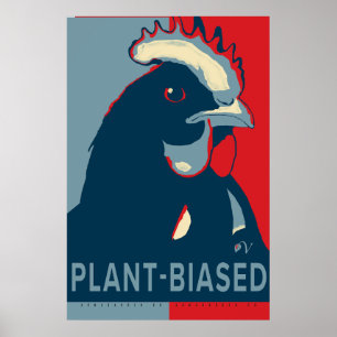 Rött vitt blått Pop Art Chicken Poster växtensisk