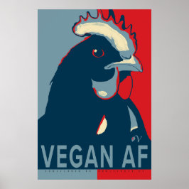 Rött vitt blått Pop Art Chicken Poster - Vegan AF