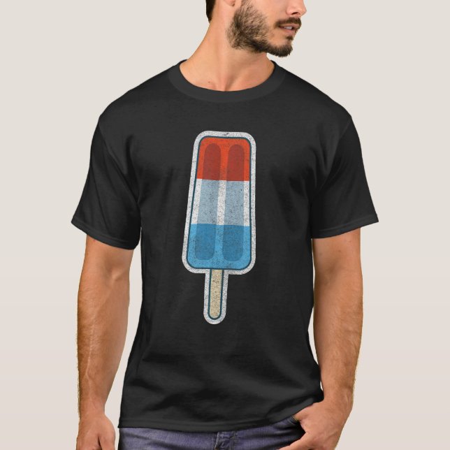 Rött vitt blått Popsicle T Shirt Celebrate 4: e de (Framsida)