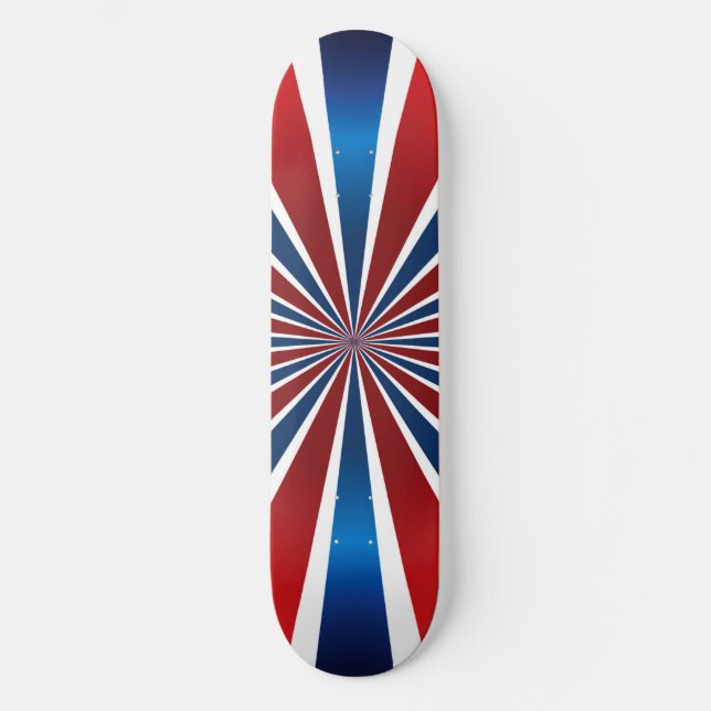 Rött vitt blått Radial Mönster Mini Skateboard Bräda 18,5 Cm (Framsida)