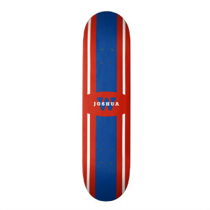 Rött vitt blått randnamn mini skateboard bräda 18,5 cm