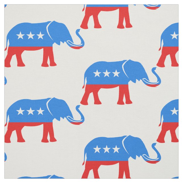 Rött vitt blått republikanska Elephant Patriotic Tyg (Provkarta)