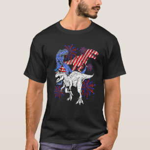 Rött vitt blått Rex Dinosaur fjortonde juli-biträd T Shirt