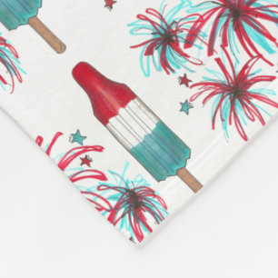 Rött vitt blått Rocket Pop Popsicle Fireworks USA Fleecefilt