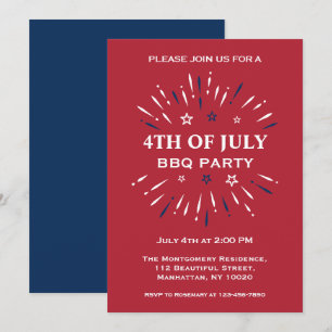 Rött vitt blått Roligten Fireworks 4:e juli BBQ Pa Inbjudningar