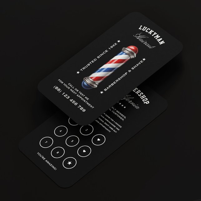 Rött vitt blått sjukförsäkringskort för streck visitkort (Classic Barber Pole Red White Blue Loyalty Card
)
