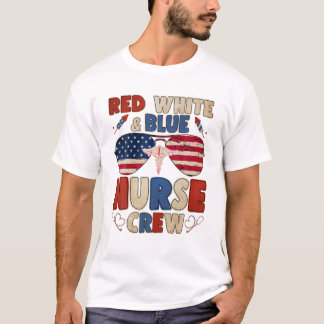 Rött vitt blått sjuksköterskans besättning Sungla T Shirt