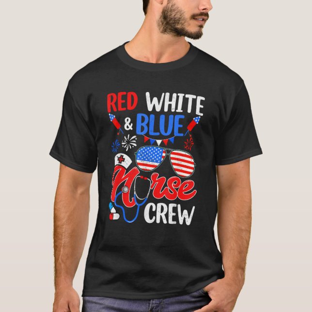 Rött vitt blått sjuksköterskor, solglasögon 4:e ju t shirt (Framsida)