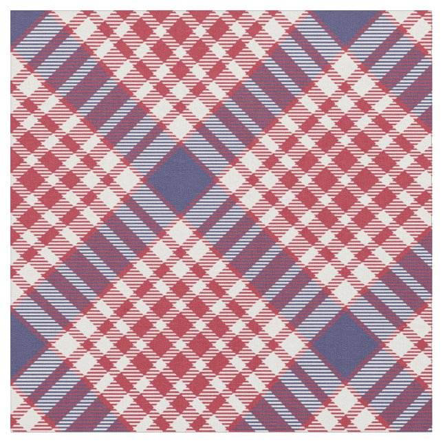 Rött vitt blått sömlös Tartan Tyg (Närbild)