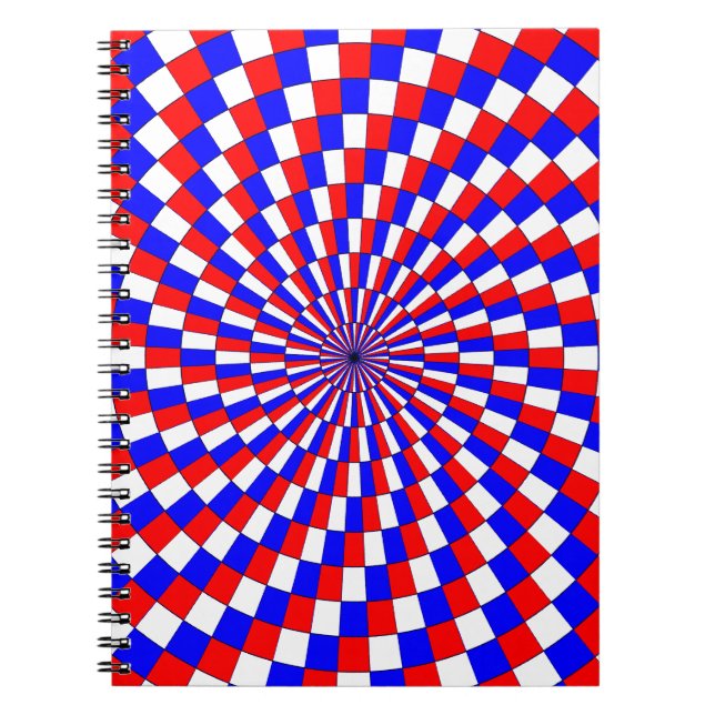 Rött vitt blått Spiral av Kenneth Yoncich Anteckningsbok (Framsidan)