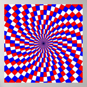 Rött vitt blått Spiral av Kenneth Yoncich Poster