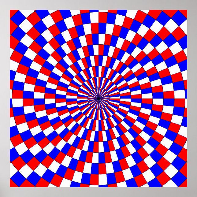 Rött vitt blått Spiral av Kenneth Yoncich Poster (Framsidan)