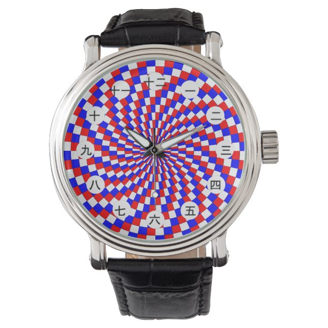 Rött vitt blått Spiral (JPN) av Kenneth Yoncich Armbandsur (Framsida)