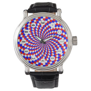 Rött vitt blått Spiral (Mayan) av Kenneth Yoncich Armbandsur